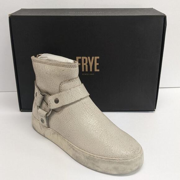 Frye Lena Harness Leather Booties Off White Women's 8 M